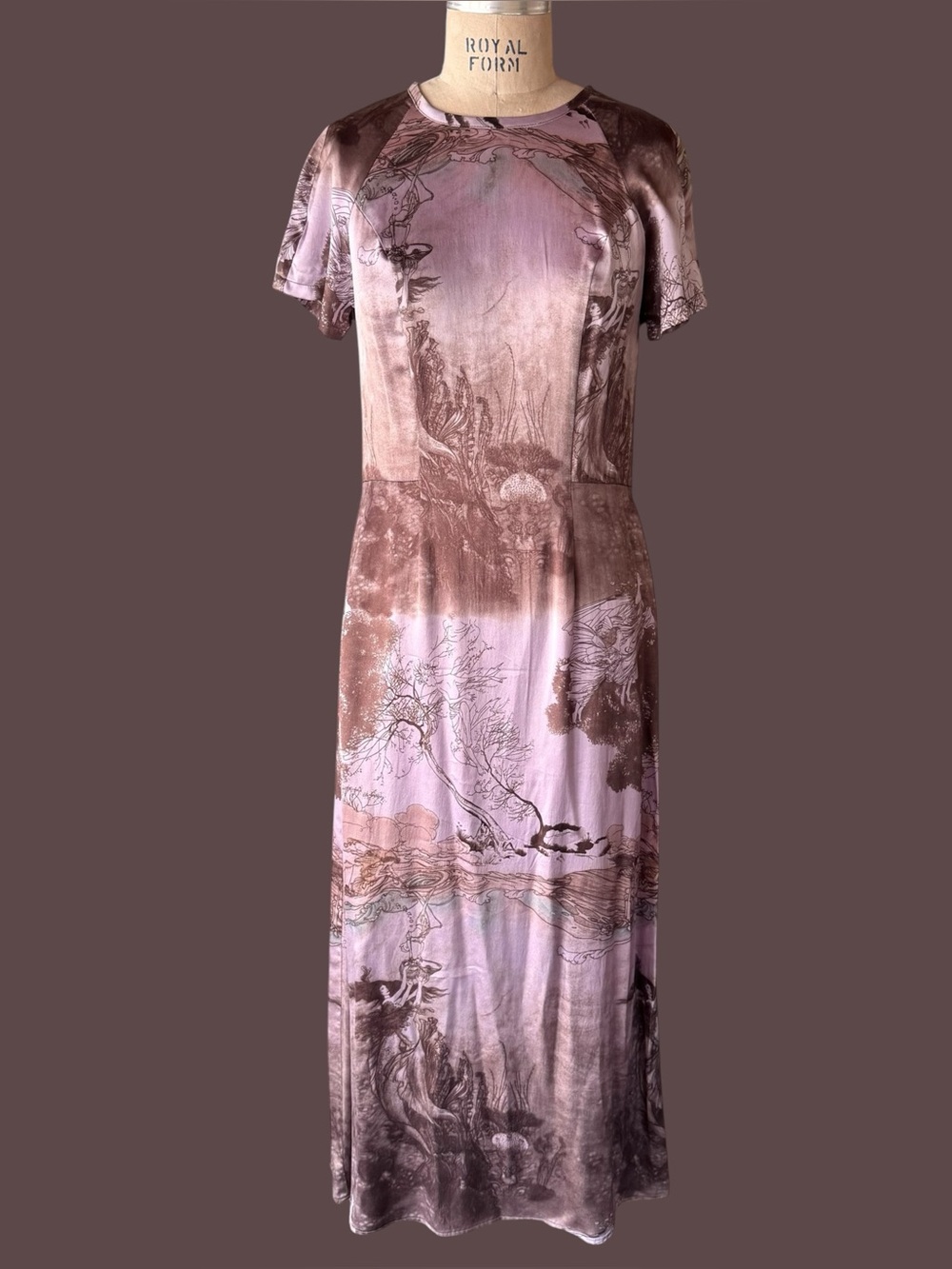 Vintage 90s Citron Santa Monica Purple Silk Fairy Maxi Dress